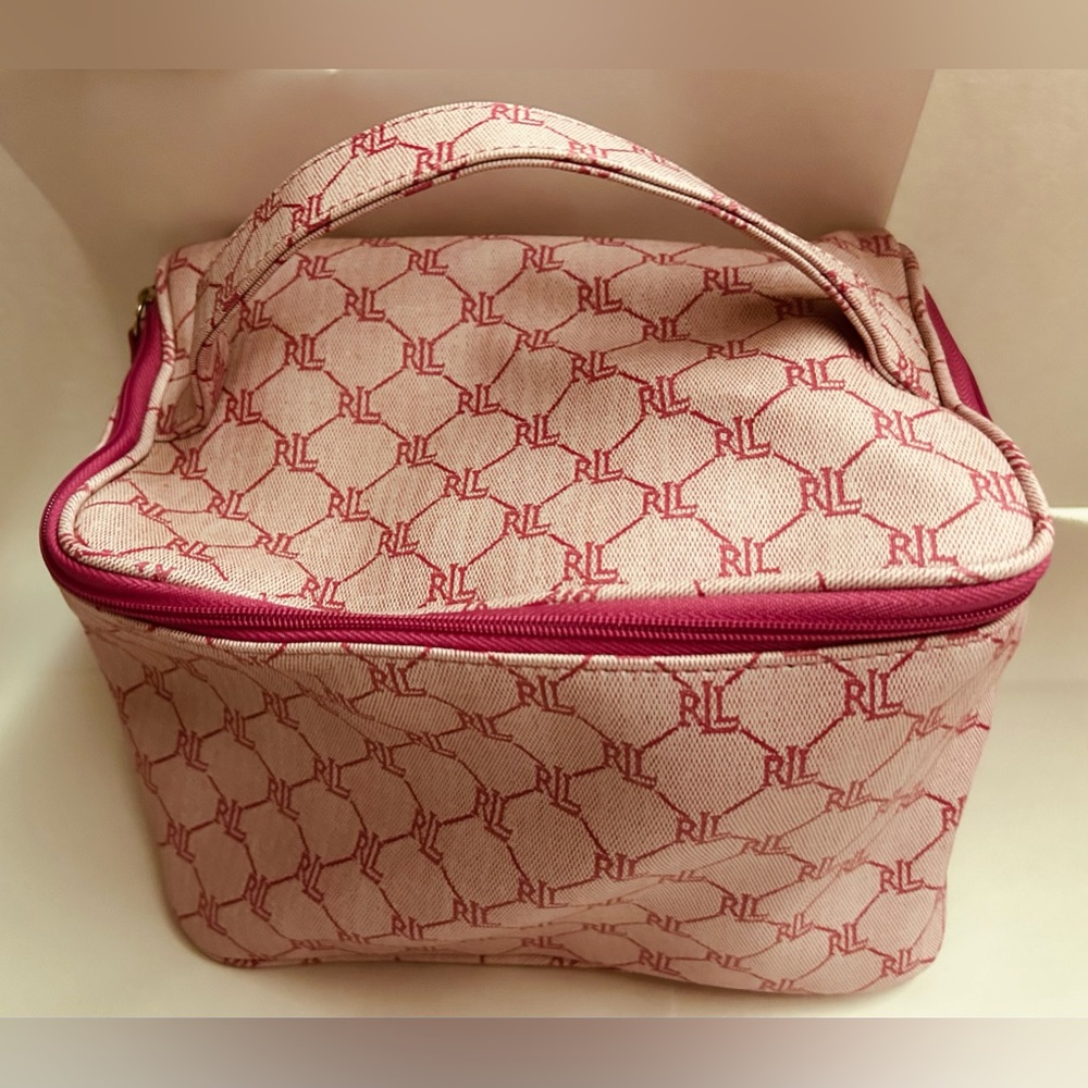 Three New Lauren Ralph Lauren Pink Cosmetic Bags iPhone Bag Signature RL Print - Picture 7 of 16